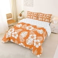 thumbnail image 2 of Erosebridal Tropical Blossoms Queen Comforter Set for Girls, Orange White Bedding Comforter Set, Reversible, 3pcs, 2 of 6