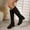Black, variant on Bnwani Low Heel Boots for Women Winter Fashion Toe Square Zipper Thick Chunky High Knee-High Casual Solid Boot Black Size 5