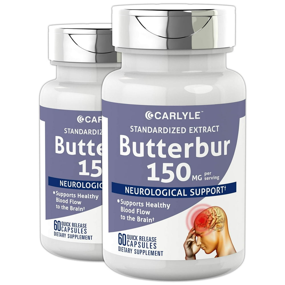 Carlyle Butterbur Extract Standardized 150 mg 120 Capsules Migraine Headache Formula NonGMO