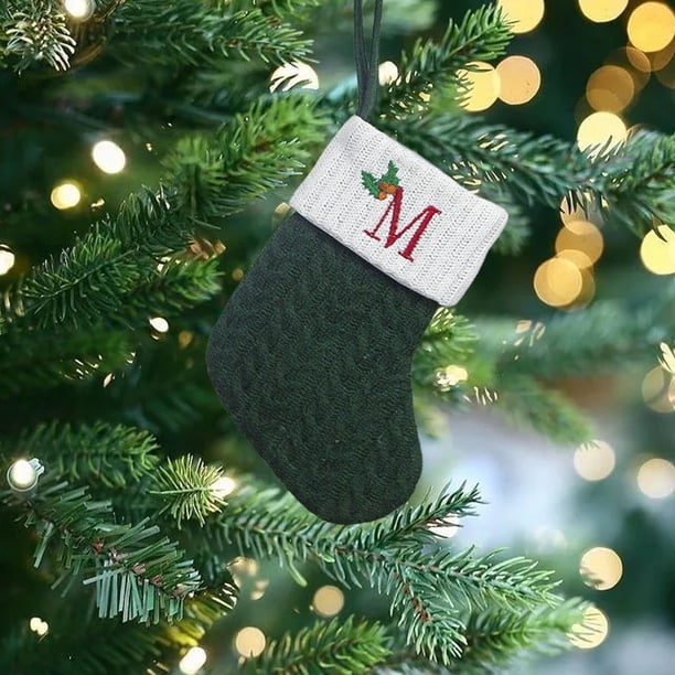 Christmas Large Letters Christmas Stockings Cute Striped Christmas Tree Pendant Holiday Decorations