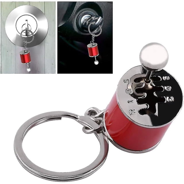 Car Shifter Keychain, Auto Gear Shifter Model Keychain Shift Shaped Metal (4.05 x 1.61 x 0.8 Inch) (Red) Red