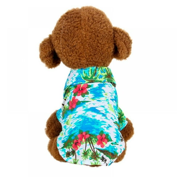 Prettyui Pet Colorful Short Sleeve Cool Breathable Chiffon Printed Shirt Summer Hawaii Style Costume