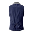 thumbnail image 3 of Kiijoy Boys Party Vest Button-Down Mandarin Collar Corduroy Waistcoat, Blue, 7-8 Years, 3 of 4