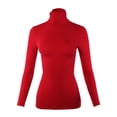 thumbnail image 1 of A2Y Women's Lightweight Fitted Funnel Neck Cotton Long Sleeve Top Deep Red S, 1 of 5