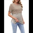 thumbnail image 3 of Blusas de Corta con Cuello Redondo y Botones para Mujer, y Verano 2025 Caqui L, 3 of 10