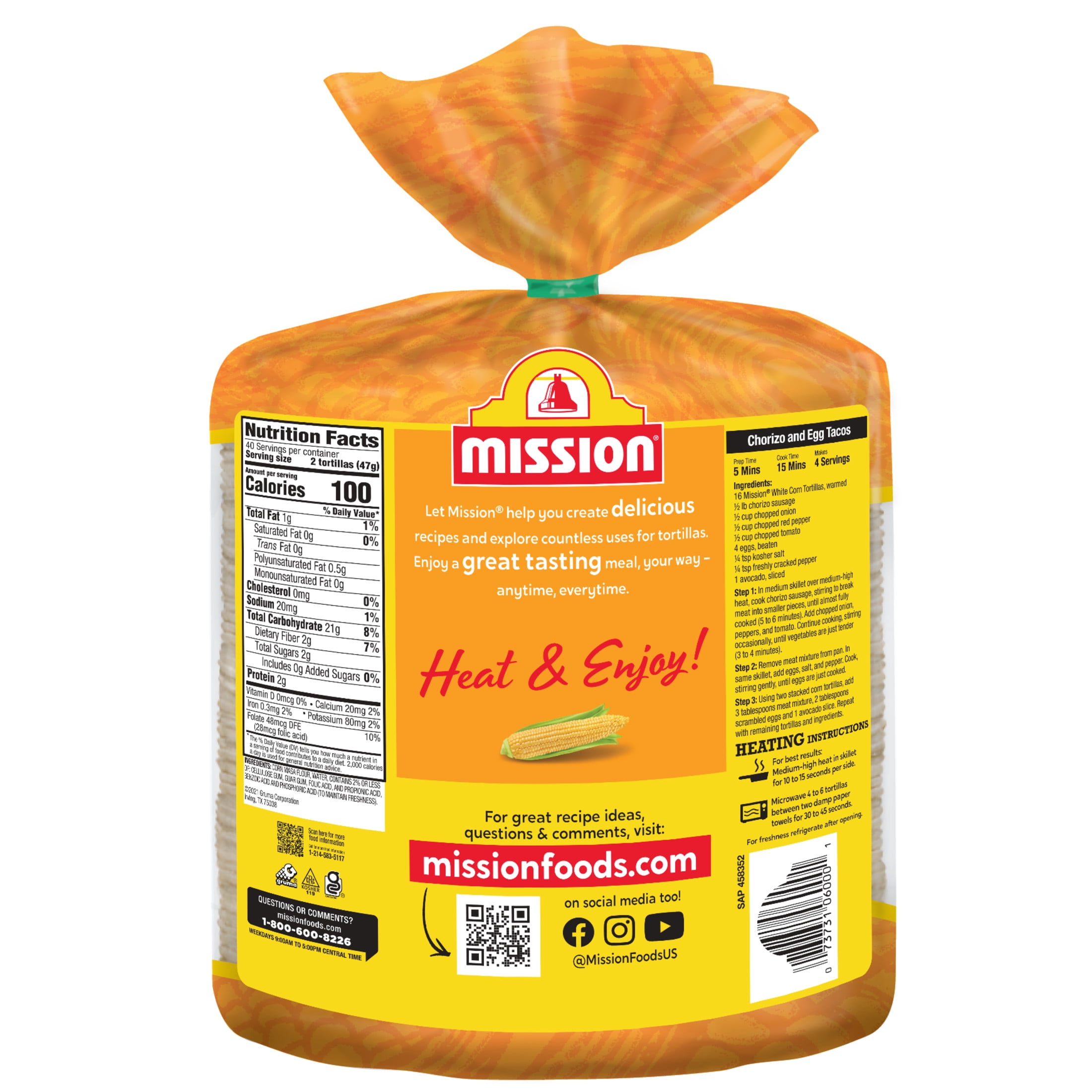 (3 pack) Mission Super Soft White Corn Tortillas, 80 Count
