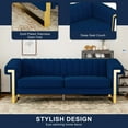 thumbnail image 6 of 84" Velvet Sofa Couch, TUANLUO 3 Seater Couch with Rolled Armrest and Metal Leg, Modern Tufted Sofa Couch for Living Room Bedroom, Blue, 6 of 7