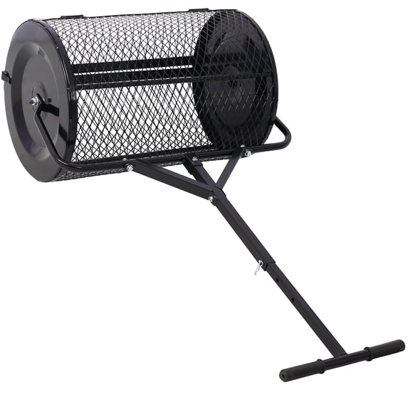 Peat Moss Spreader 24inch, Compost Spreader Metal Mesh, T shaped Handle for Planting Seeding, Lawn and Garden Care Manure Spreaders Roller