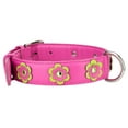 thumbnail image 2 of Collar Glamour Pink with Flowers Leather Collar - Large, 2 of 3