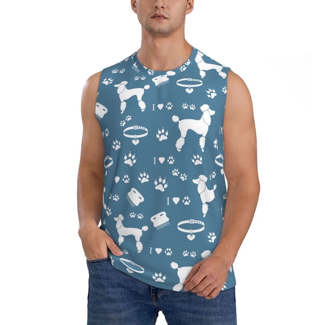 Balery Poodle Dog Camisetas sin mangas para hombre, absorbe la humedad y protege contra el mal olor.-Small
