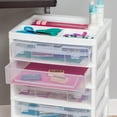 thumbnail image 3 of IRIS USA Fits 12" x 12" Paper, 6-Tier Scrapbook Rolling Storage Cart with Organizer Top for Papers Vinyl Tools Office Art and Craft Supplies, Yarn, White Frame with 6 Clear Cases w/ Built in Handle, 3 of 9