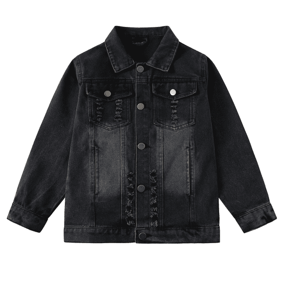 Girls Boys Jean Jacket for (4-14 Years Kids) Trendy Cozy Soft Ripped Denim Coat Casual Outerwear School Travel Teen Gift
