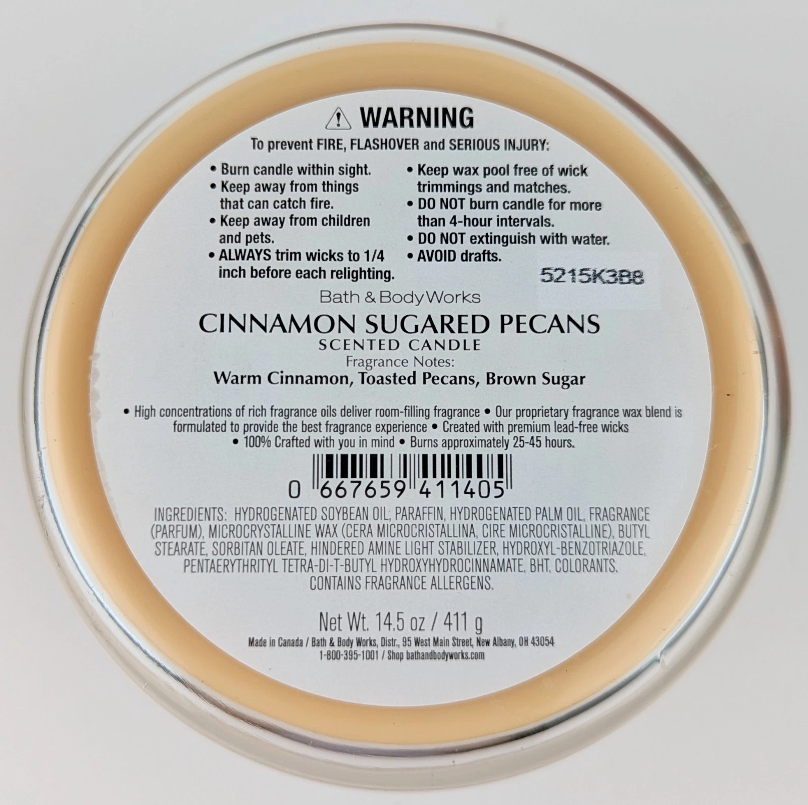 Bath & Body Works Cinnamon Sugared Pecans 14.5oz. 3-Wick Jar Candle