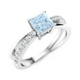 thumbnail image 2 of Mooneye 0.90 Ctw Square Aquamarine 925 Sterling Silver Solitaire Women Valentines Day Gifts Ring, 2 of 2