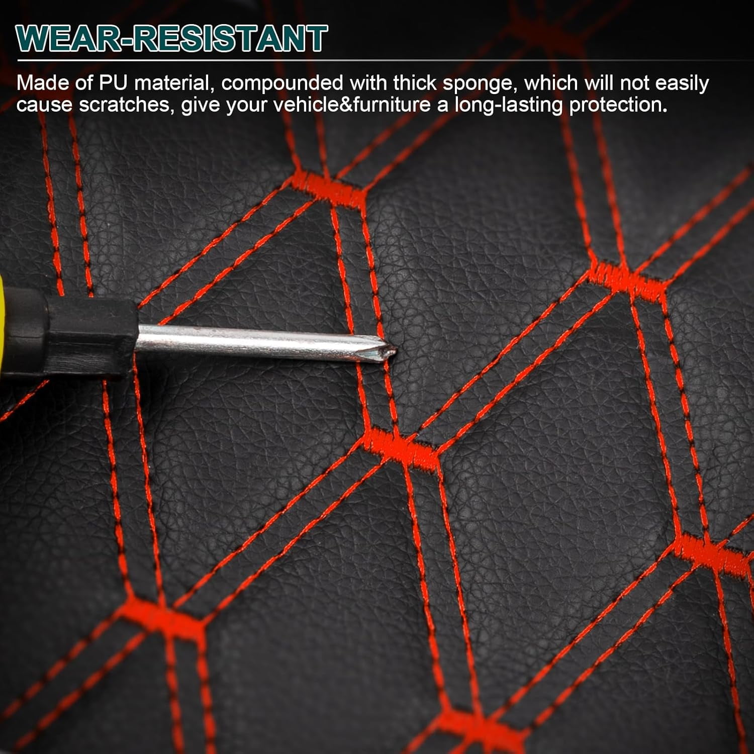 63" W Faux Leather Vinyl Fabric Waterproof Diamond Quilted Upholstery Material for Auto Headliners Car Seats Door Panel Furniture Sofa Chair DIY Black 4 Yard
