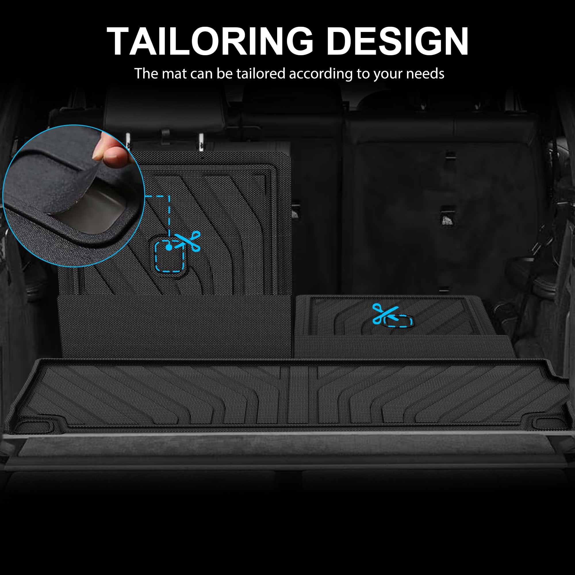 Cargo Liner and Backrest Mats Compatible with 2019-2025 BMW X7 (Not Fit 2021-2022 X7 50i and 2025 40i) - Custom Fit TPE Trunk Liner and Backrest Mats - All Weather Car Mats for X7 2025 2019-2024
