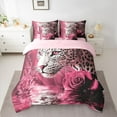 thumbnail image 2 of Castle Fairy Boys Girls Safari Leopard Bedding Comforter Set 7pcs,Chic Floral Rose Queen Bedding Sets Super Cozy,Flower Animal Cheetah Queen Sheet Sets,Microfiber Bedroom Decor,Reversible, 2 of 8