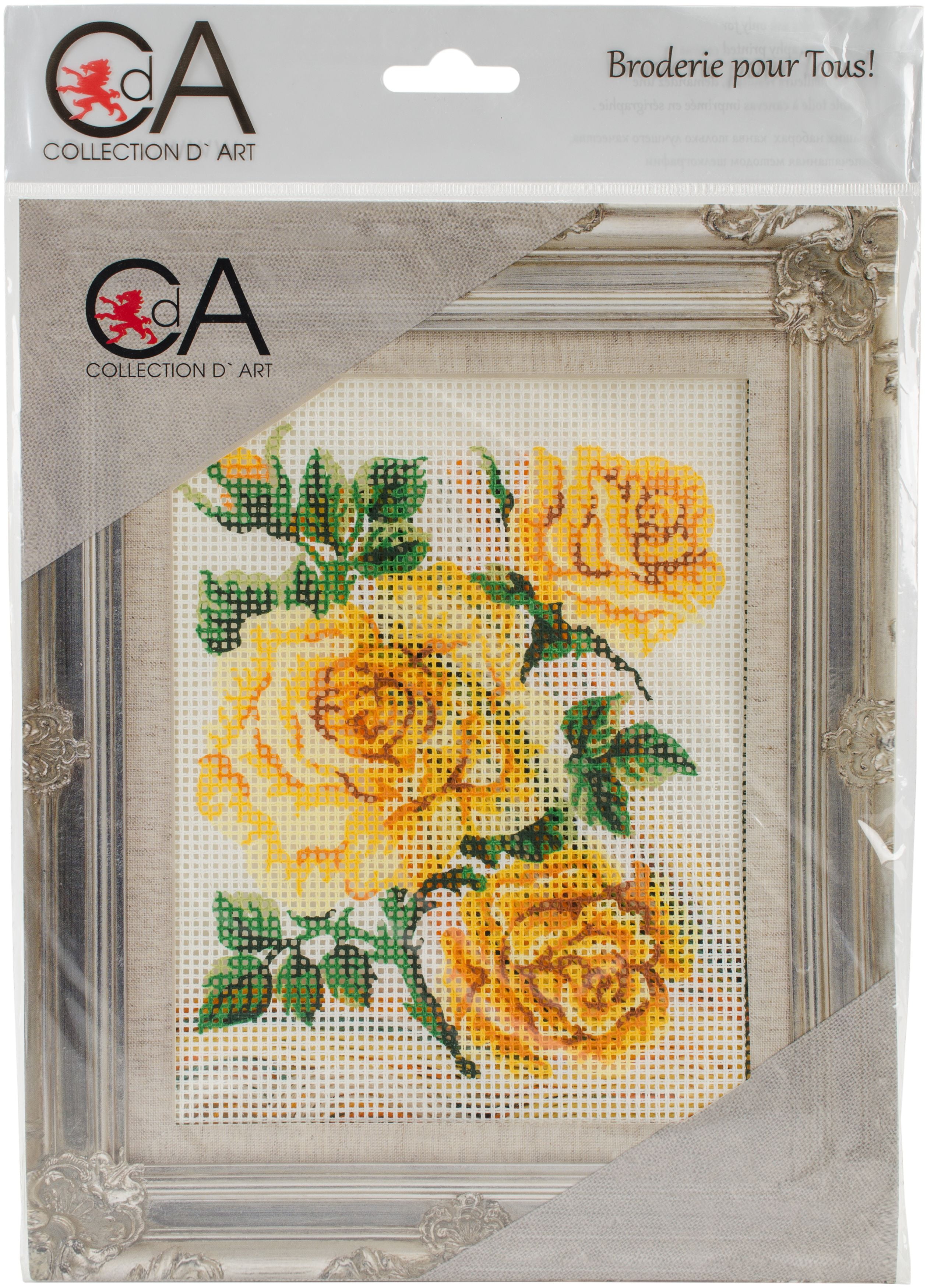 Collection D'art Stamped Needlepoint Kit 20X25cmYellow Roses Walmart