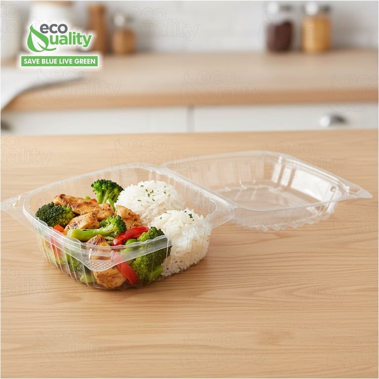 EcoQuality [50 Pack] 6x6 Clamshell To-Go Boxes, Recyclable