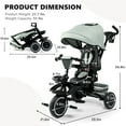thumbnail image 6 of AILEEKISS 8-in-1 Kids Tricycle with Parental Bar, Folding Ride Trike for Child 1-6 Years, Mint Green, 6 of 9