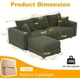 thumbnail image 2 of 82.7'' Oversized Corduroy Couch, Modular Sectional Sofa with Ottoman, Upholstered 3 Deep Seat L Shape Sofa, Convertible Cloud Couches with Chaise Lounge for Living Room, Apartment, Green, 2 of 11