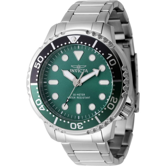 Invicta 47220 Men's Pro Diver Green Dial Silver Bracelet Watch