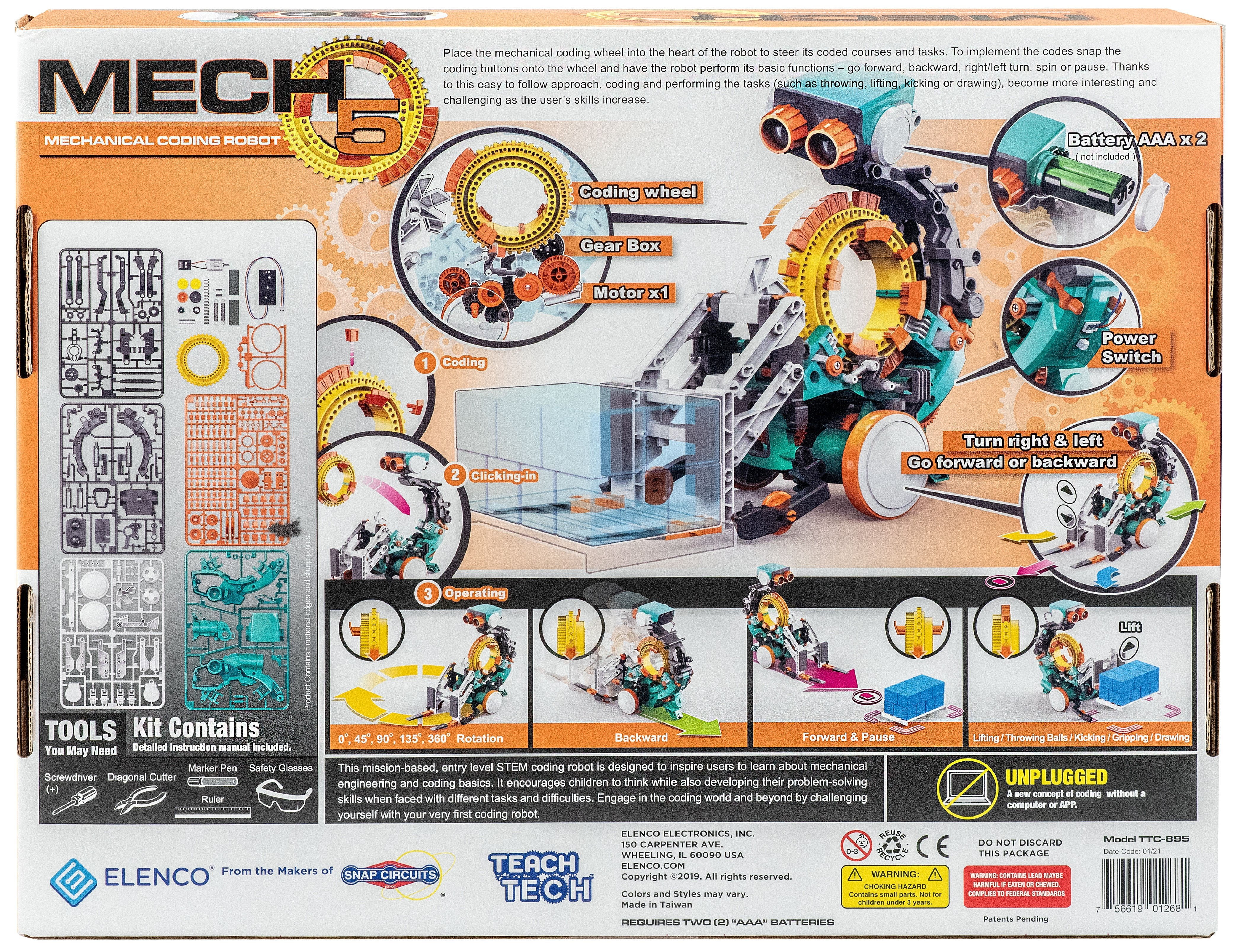 Teach Tech Mech-5 Programable Mechanical Robot Coding Kit, Stem Educational Toys