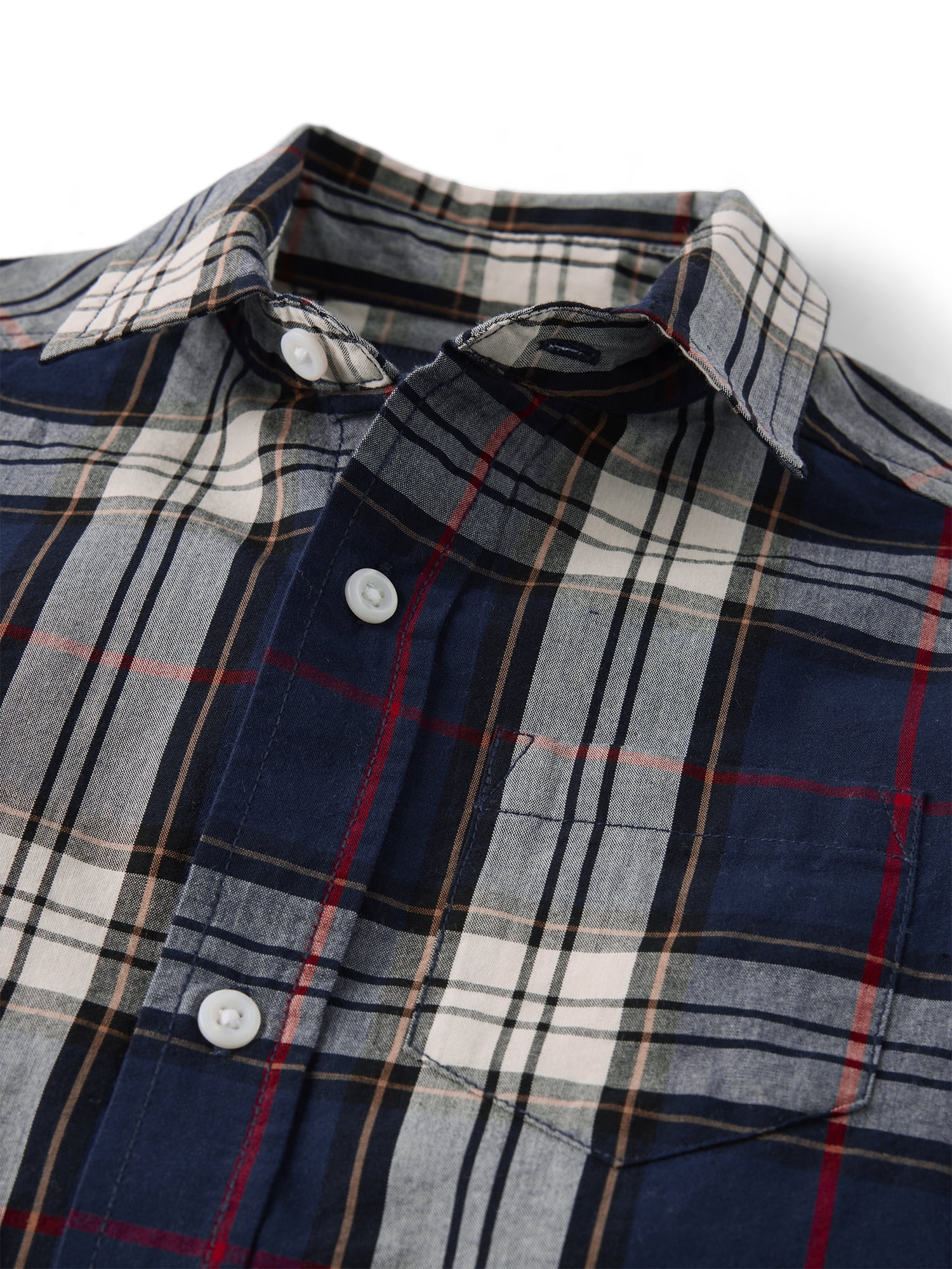 The Children's Place Boys Long Sleeve Plaid Poplin Button Up Shirt, Sizes S-XXL