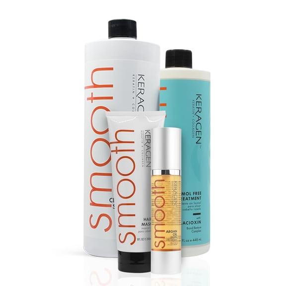 Keragen Brazilian Keratin Kit - Formaldehyde-Free Smoothing Treatment Combo