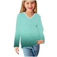 thumbnail image 7 of Ashirexll Long Sleeve Shirts Winter Tops for Girls 2-14 Years Gradient Printed Fashion Casual V-Neck Long Sleeve Top for Spring Fall, 7 of 7