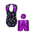 thumbnail image 2 of CHICTRY Shiny 3 Pcs Gymnastic Dance Sports Active Sets for Girls Tank Leotard Shorts Hairband Tumbling Unitard Bodysuits Purple 6, 2 of 5