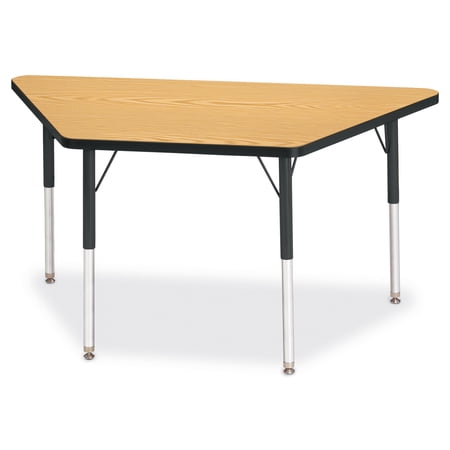 Trapezoid Activity Tables - 24" X 48", A-height - Oak/Black/Black