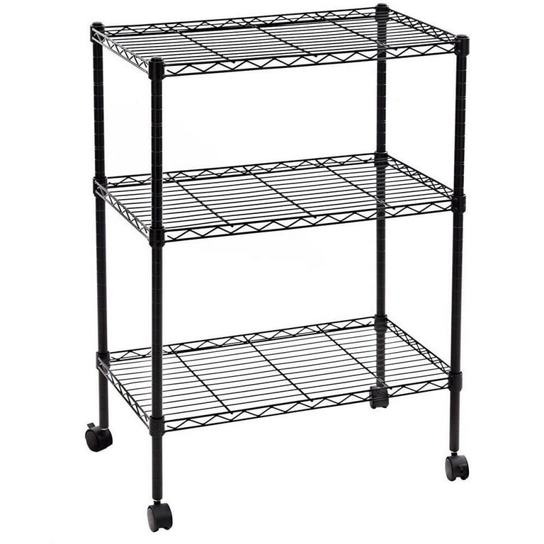 Ktaxon 3 Tier Heavy Duty Wire Shelving Unit Rack Rolling Cart w