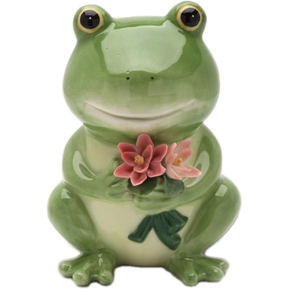 20912 Porcelain Frog Piggy Bank 5" H