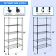 thumbnail image 4 of Heavy Duty 5-Tier Shelving Units Adjustable, Wire Shelf with 800 lbs Capacity with Wheels & Leveling Feet,24" D x 14" W x 59 "H, Black, 4 of 6