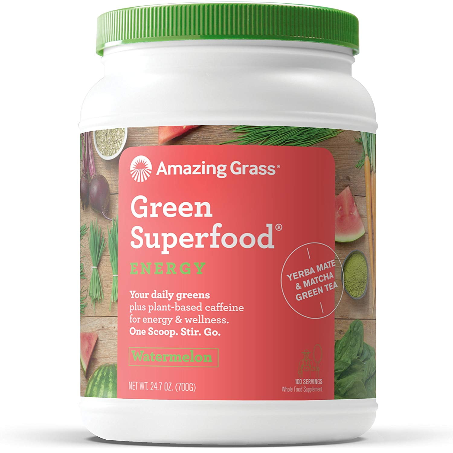 Amazing grass energy green superfood powder, watermelon, 24.7 oz, 100