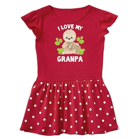 

Inktastic Cute Sloth I Love My Granpa with Green Leaves Gift Baby Girl Dress