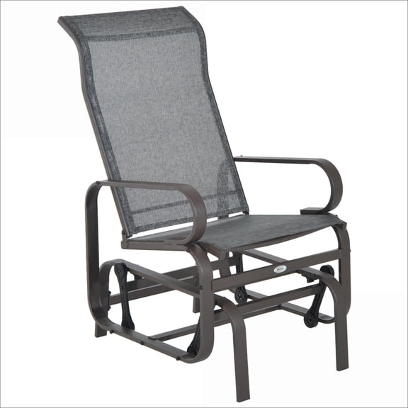Outdoor Glider Chair | Smooth Rocking for Patio Backyard Porch, Slate Gray | Steel | Solid Back