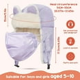 thumbnail image 4 of 1Pcs  Kids Trapper Hat for Girls Boy Windproof Kids Warm Hat Fur-Lined Earflap Hat with Mask for Cold Snow Weather【 Light Purple 】, 4 of 6