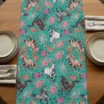 thumbnail image 5 of Table Runners 36 Inches Long Dress Scarves, Pink Flowers Farmhouse Kitchen/Dining Table Runner, Short Coffee Tablerunners, Black Brown White Horse Country Retro Teal 13x36 Inch, 5 of 9