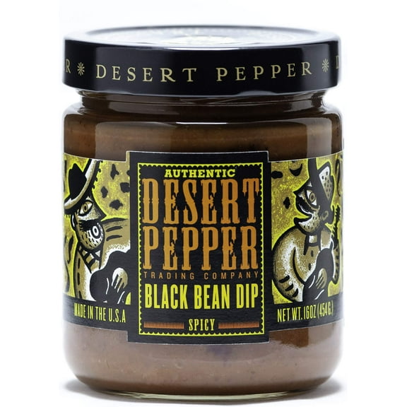Desert Pepper SpicyITSC Black Bean Dip with Black Beans, Jalapeno Peppers and Fresh Vegetables, Gluten-Free, Low Carb Snack 16 oz, Pack of 1