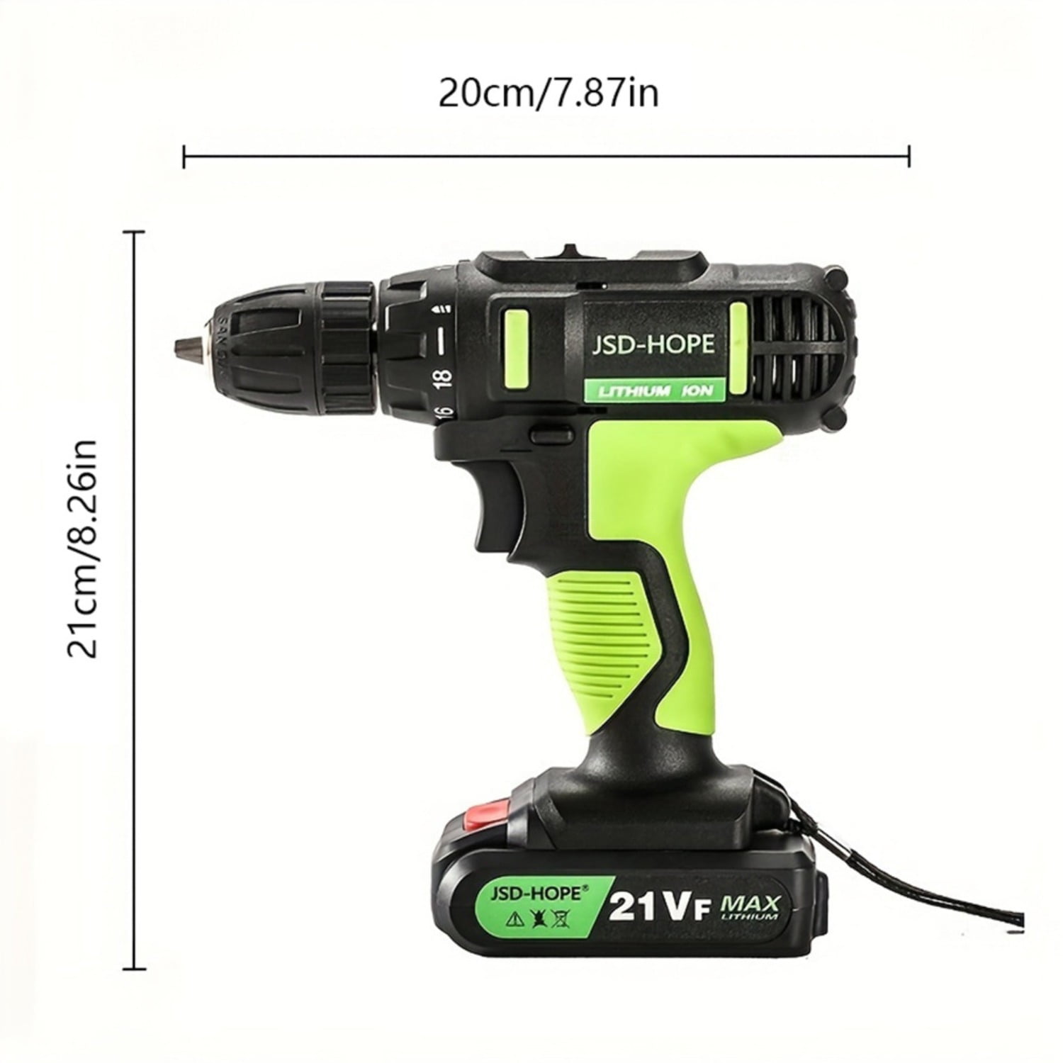 21VF Cordless Drill/Driver, 2-Speed Lithium-Ion with Impact Function, 3-in-1 Electric Power Tool