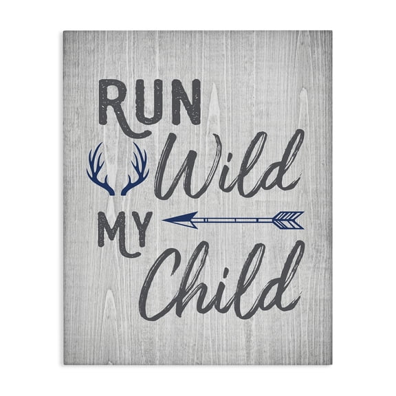 Stupell Industries Farmhouse Rustic Run Wild My Child Canvas Art, 16 x 20, by Ashley Calhoun