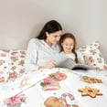 thumbnail image 5 of Feelyou Cute Gingerbread Man Queen Comforter Set, Cartoon Xmas Tree Bedding Sets, Pink Christmas Flower Reversible Bedding Comforter Set, Super Cozy Room Decor, 3 Pieces, 5 of 8