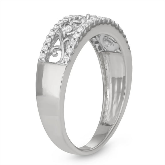 MyDiamondBox 1/4 cttw White Diamond Vintage Anniversary Band Ring crafted in 10KT White Gold Real Diamond Ring for Women US5