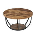 thumbnail image 4 of Resenkos Wooden Coffee Table, 2-Tier Round Central Cocktail Table with Shelves,Brown, 4 of 5