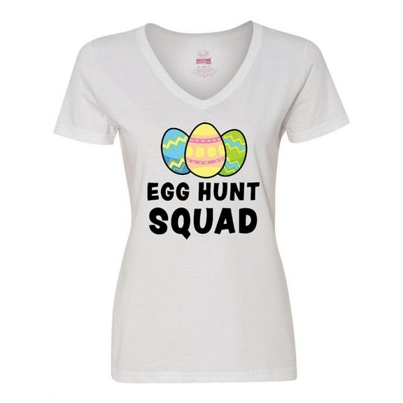 Inktastic Egg Hunt Squad with Easter Eggs Women's V-Neck T-Shirt