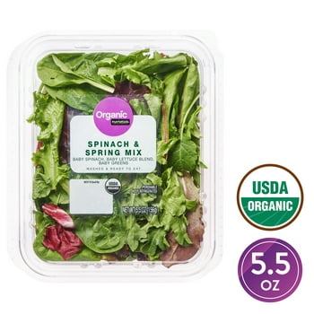 Marketside Organic Spinach and Spring Mix Salad Blend, 5.5 oz Clam Shell, Fresh