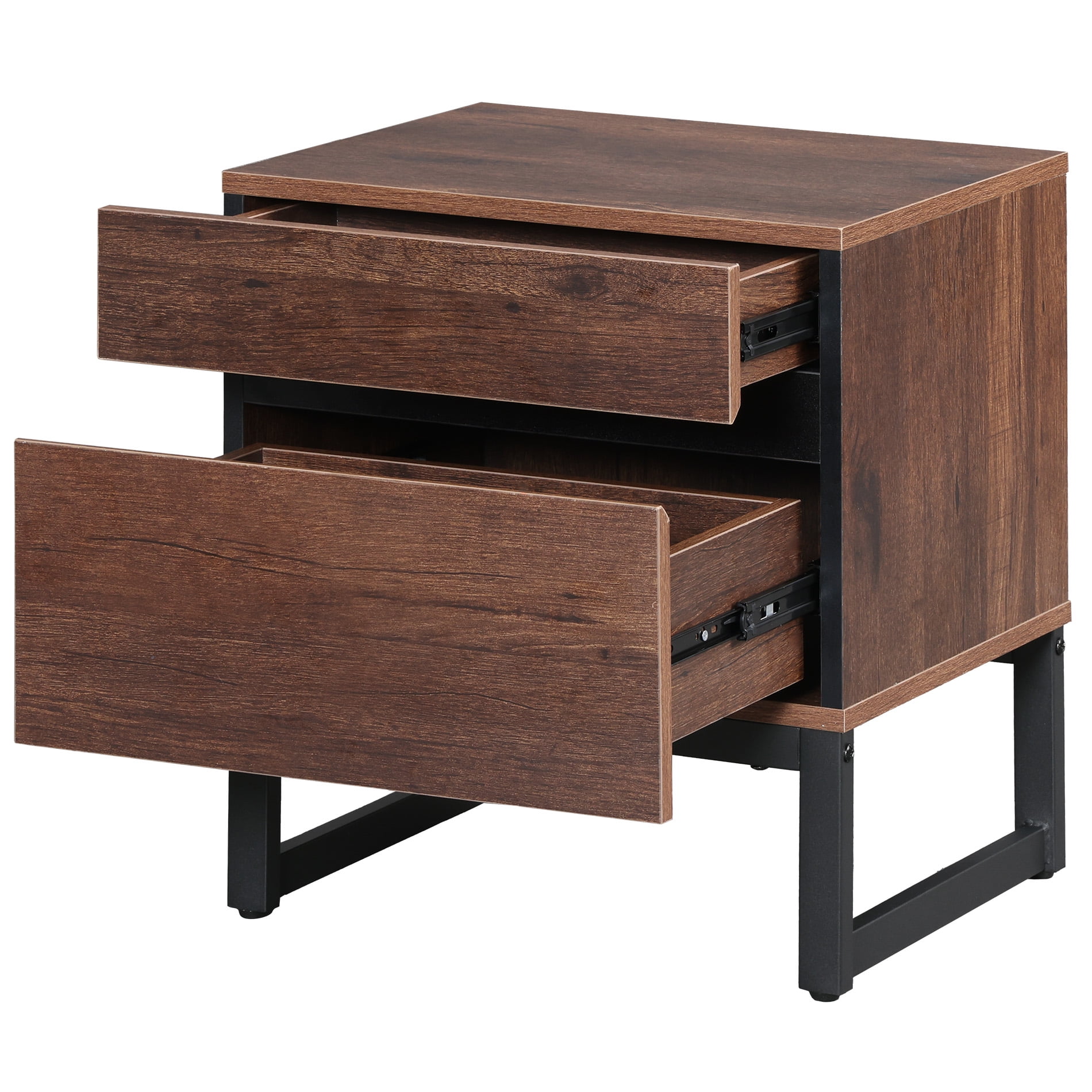 WAMPAT Modern End Table With 2 Drawers - Compact Sofa Side Table & Nightstand For Living Room & Bedroom