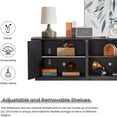 thumbnail image 3 of BFJDM 64" Black Fluted Sideboard 24" H Push-to-Open Storage Cabinet, 3 of 8